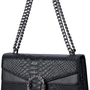 Crossbody Bag and Satchel Purse for Women - Fashion Snake Print Chain Purse Luxu